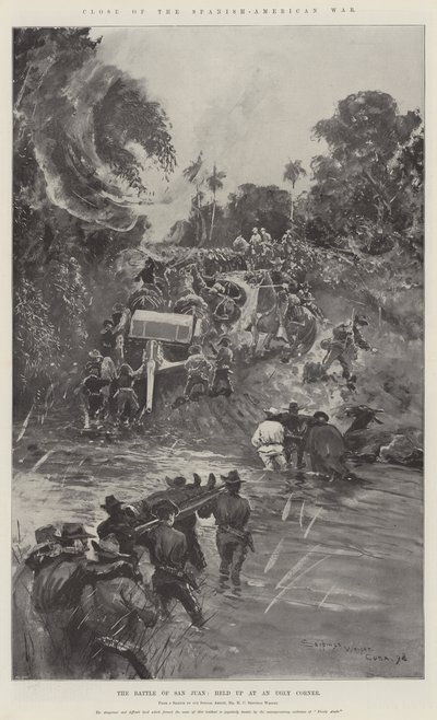 Einde van de Spaans-Amerikaanse Oorlog, de Slag bij San Juan, opgehouden bij een Lelijke Hoek door Henry Charles Seppings Wright