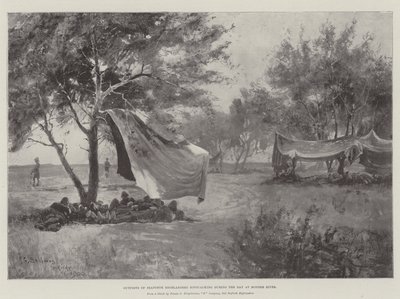 Voorposten van Seaforth Highlanders bivakkeren overdag bij de Modderrivier door Henry Charles Seppings Wright