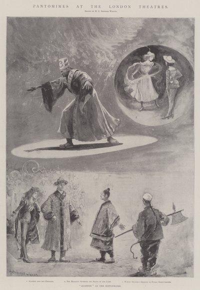 Pantomimes in de Londense Theaters (litho) door Henry Charles Seppings Wright