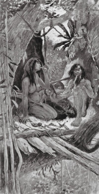 Prehistorische Chinese Boom-Bewoners door Henry Charles Seppings Wright