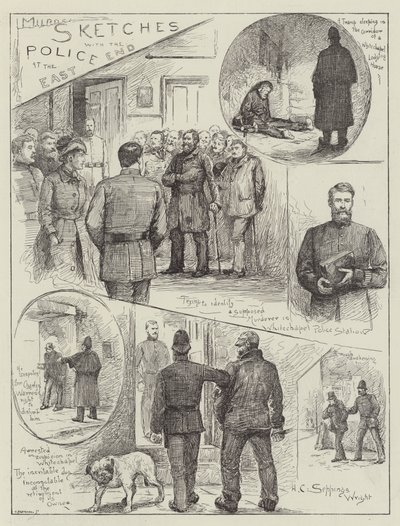 Schetsen met de Politie in het Oostelijk Einde door Henry Charles Seppings Wright