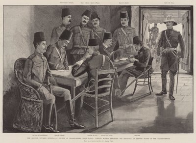 De opmars naar Dongola, een raad op het hoofdkwartier, Wady Halfa, Kapitein Watson rapporteert de ontdekking van Dervish-sporen in de buurt door Henry Charles Seppings Wright