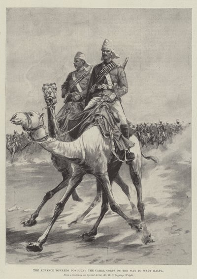 De opmars naar Dongola, het kameelkorps op weg naar Wady Halfa door Henry Charles Seppings Wright