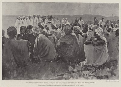 De Britse Expeditie van Accra naar het Binnenland van de Goudkust, Palaver met Amrahia door Henry Charles Seppings Wright