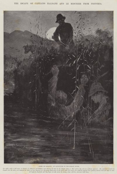 De ontsnapping van kapiteins Haldane en Le Mesurier uit Pretoria door Henry Charles Seppings Wright