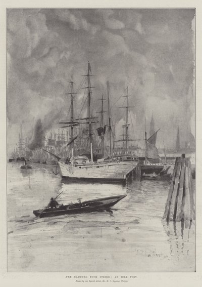 De Hamburgse Dokstaking, een Inactieve Haven door Henry Charles Seppings Wright