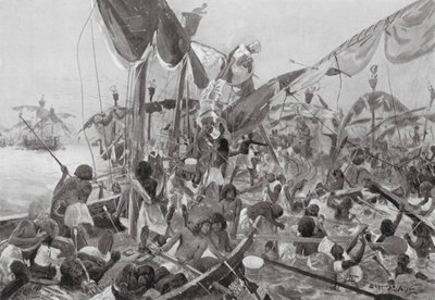 De zeeslag bij Pelusium door Henry Charles Seppings Wright