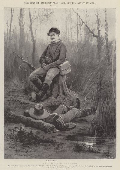 De Spaans-Amerikaanse oorlog, een pauze in de Cubaanse wildernis door Henry Charles Seppings Wright