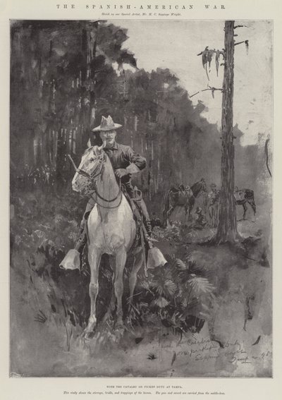 De Spaans-Amerikaanse Oorlog, met de Cavalerie van Picket Duty in Tampa door Henry Charles Seppings Wright