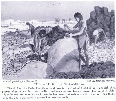 De kunst van het vuursteen maken, ca. 1920 door Henry Charles Seppings Wright