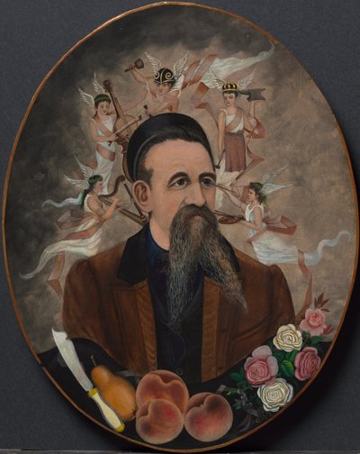 Zelfportret met vijf muzen, ca. 1880 door Henry Church
