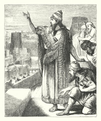 Nebukadnezar in Babylon door Henry Courtney (after) Selous