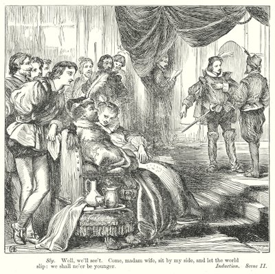 Het temmen van de feeks (gravure) door Henry Courtney (after) Selous