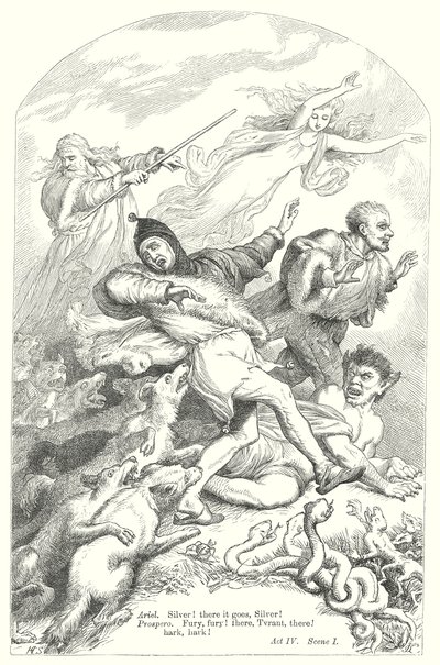 De storm (gravure) door Henry Courtney (after) Selous
