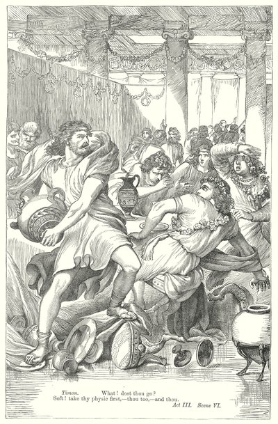 Timon van Athene (gravure) door Henry Courtney (after) Selous