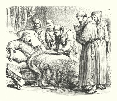 Wycliffe op zijn sterfbed door Henry Courtney (after) Selous