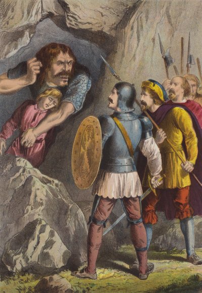 Reus Slay-Good en Zwakzinnig (chromolitho) door Henry Courtney Selous