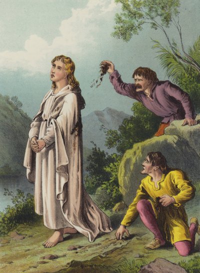 Vooroordeel, Kwaadwil en Godsvrucht (chromolitho) door Henry Courtney Selous