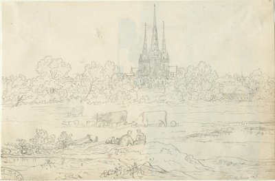 Lichfield Kathedraal - Oostelijke Aanblik: pen en inkt tekening, 20 jun [c 1820] door Henry Curzon Allport