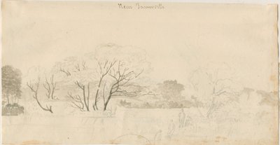 Tamworth - Verre uitzicht: potloodtekening, nd [1788-1855] door Henry Curzon Allport
