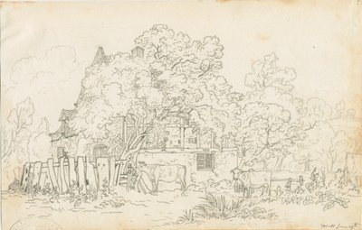 Yoxall - Oud boerderijhuis: potloodtekening, nd [ca. 1815] door Henry Curzon Allport