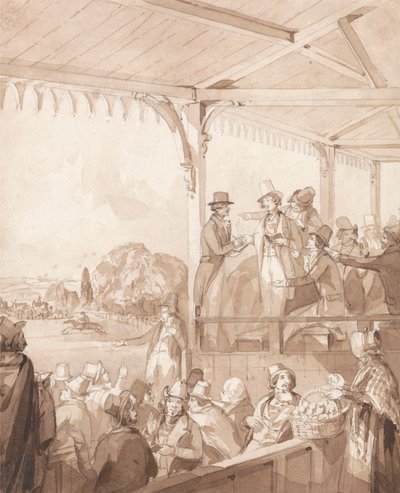 Het leven van een edelman: Scène de vierde - De wedkiosk door Henry Dawe