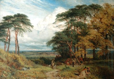 Het Kampement van de Zigeuner en Nottingham vanaf Wilford Hill, 1853 door Henry Dawson