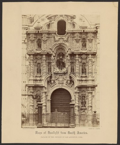 Voorgevel van de kerk van San Augustin, Lima door Henry DeWitt Moulton
