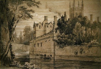 Magdalen College - Een uitzicht op de Cherwell richting de brug door Henry Edridge