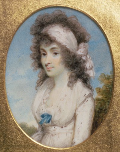Portret Miniatuur van Lydia of Elizabeth Hunt, ca. 1795 door Henry Edridge