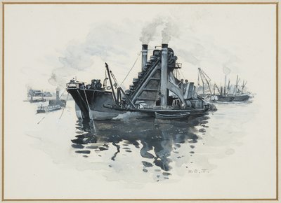Een Baggeraar in Salford Docks door Henry Edward Tidmarsh