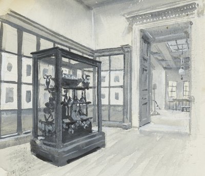 Interieur van het Brits Museum met de galerij van gravures door Henry Edward Tidmarsh