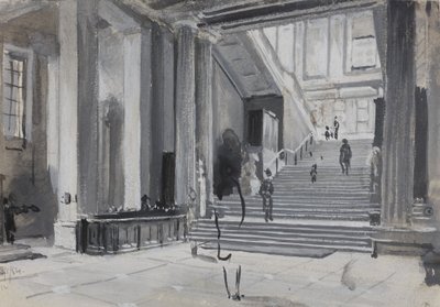 Interieurzicht van het British Museum met de hoofdtrap, 1884 door Henry Edward Tidmarsh