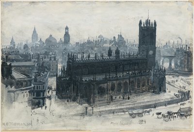 Manchester vanaf de Grammer School door Henry Edward Tidmarsh
