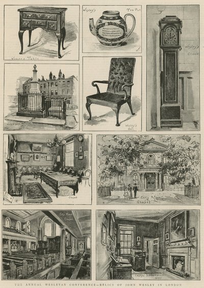 De jaarlijkse Wesleyan-conferentie - relikwieën van John Wesley in Londen (gravure) door Henry Edward Tidmarsh