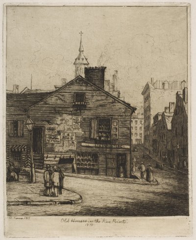 Oude Huizen in de Five Points, uit Scènes van Oud New York door Henry Farrer