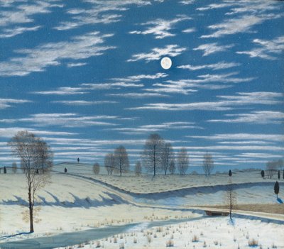 Winterscène bij maanlicht, 1869 door Henry Farrer