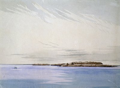 Oud Mackinaw, met het Franse fort, 1842 door Henry Francis Ainslie