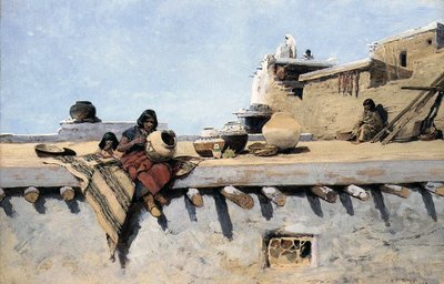 Een Indiase schildering van potten door Henry Francois Farny