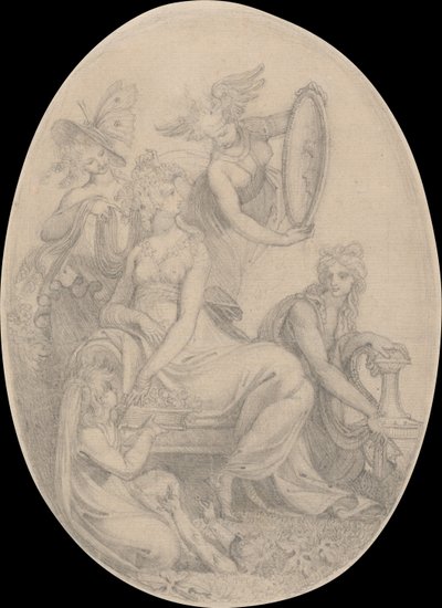 Tekening voor het frontispice van Erasmus Darwin