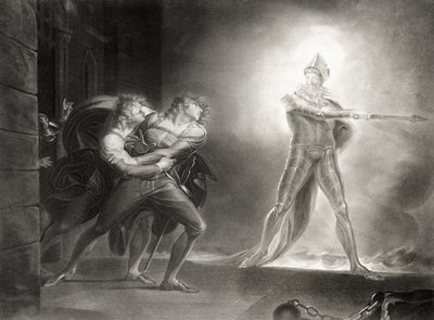 Hamlet, Act I, Scene IV, door William Shakespeare (1564-1616) gegraveerd door Robert Thew (1758-1802) door Johann Heinrich Füssli