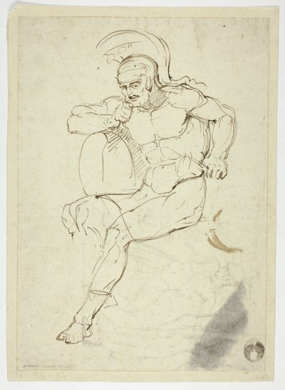 Zittende krijger (recto); stappend krijger (verso) door Henry Fuseli