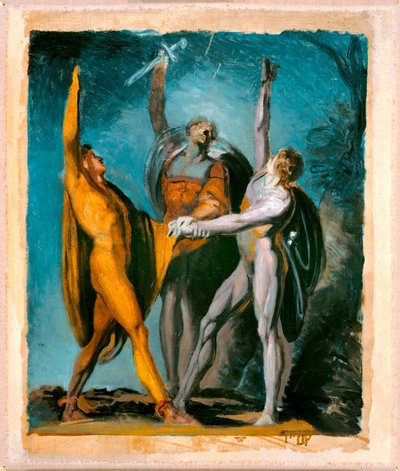 Schets voor "Eed op de Rütli," vrouwelijke figuur (verso) door Johann Heinrich Füssli