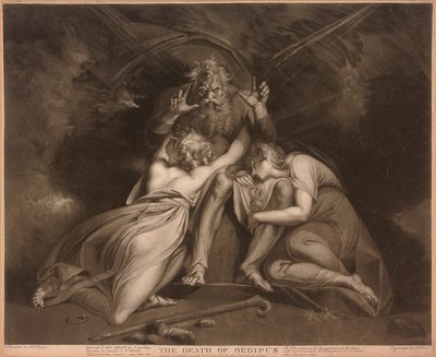 De dood van Oedipus, gegraveerd door William Ward door Johann Heinrich Füssli