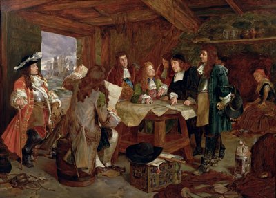 Een Oorlogsraad - Willem, Prins van Oranje en zijn Aides na Landing bij Torbay, 5 november 1688 door Henry Gillard Glindoni