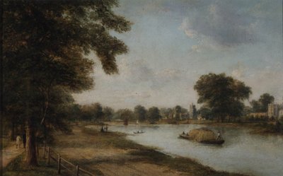 Twickenham, Middlesex met de Kerkveer, Orleans House en Eel Pie Island, 1868 door Henry Gritten