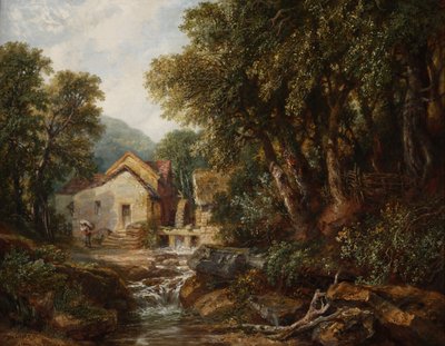 Een molen in Rowsley, Derbyshire, 1867 door Henry Harris Lines