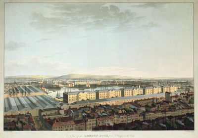 Een Uitzicht op de Londense Dok vanaf St. Georges-in-the-East, gegraveerd door Daniel Havell, uitgegeven door T. Clay, 1816 door Henry Haseler