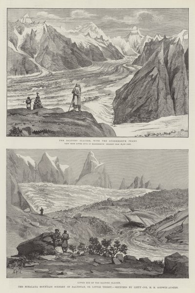 Het Himalaya berglandschap van Baltistan, of Klein Thibet door Henry Haversham Godwin Austen