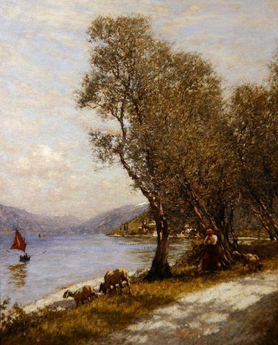 Een Veronese Herderin, Gardameer door Henry Herbert La Thangue